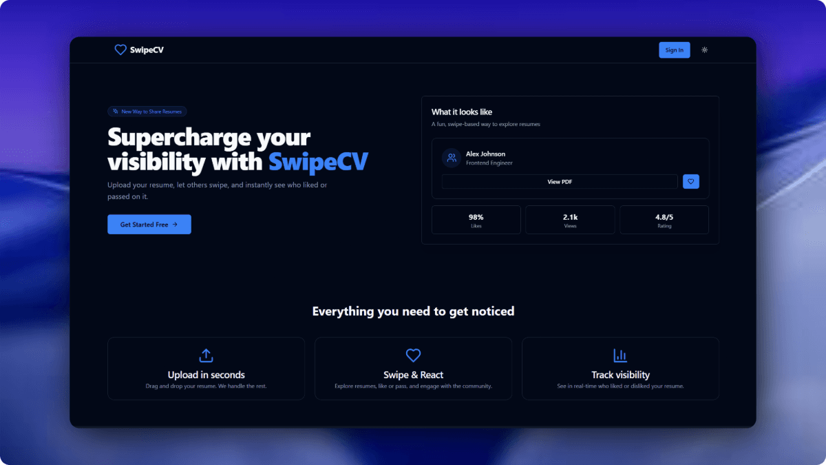 SwipeCV screenshot